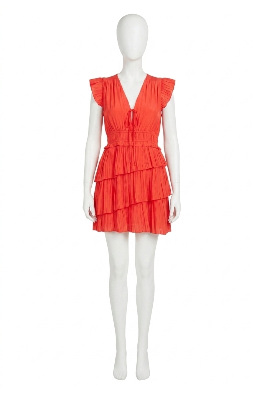 NEW LUCY PARIS alice asymmetrical dress in red orange